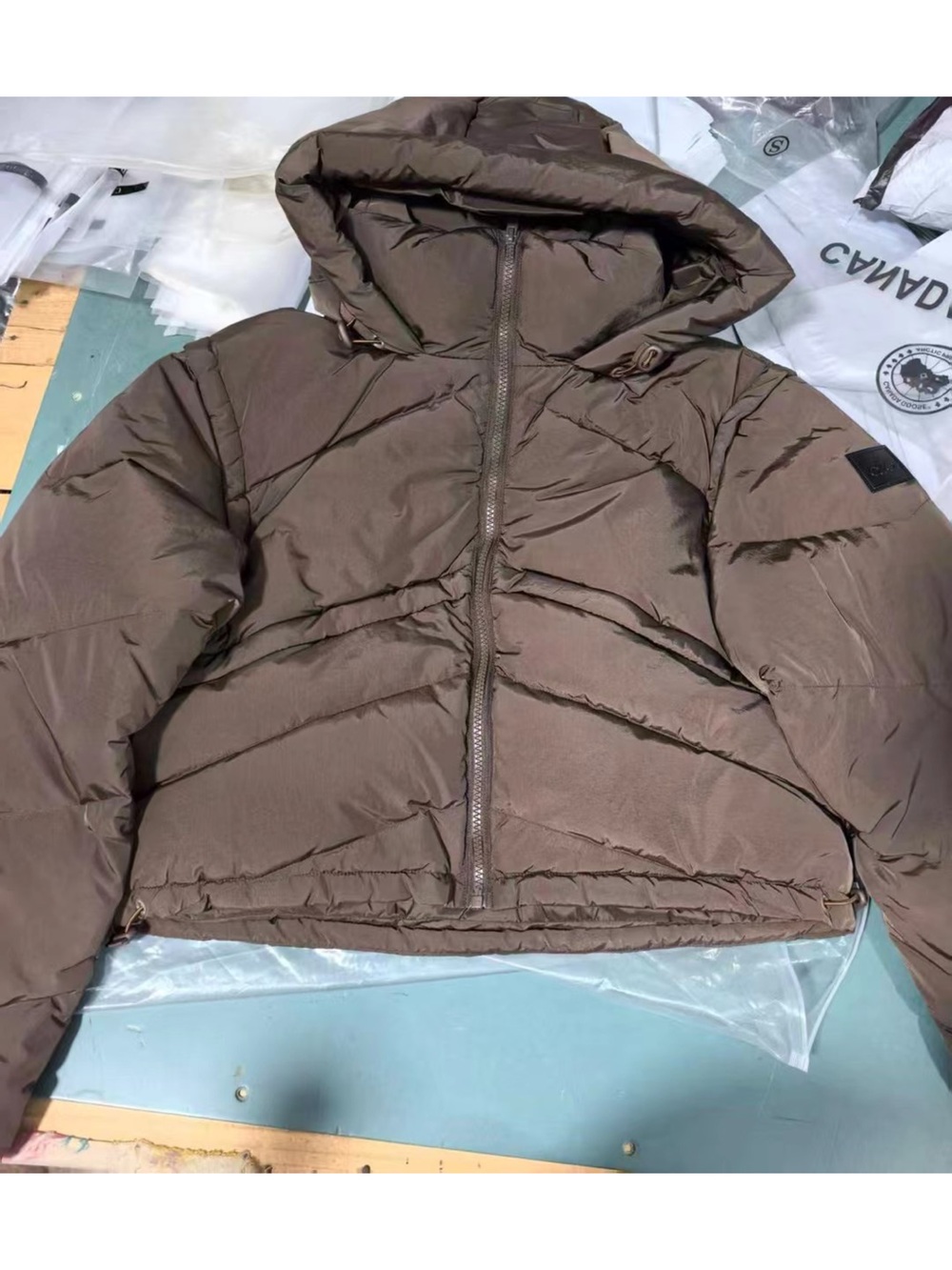 ALO Yoga Brown Hooded Puffer Jacket